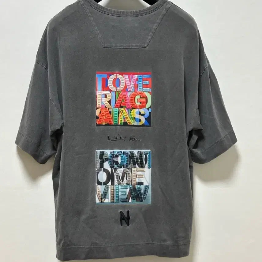 [BUNJANG] Juun.J Oversized Embroidered Pigment T-Shirt / 준지 오버핏 자수 그래픽  피그먼트  반팔티 S