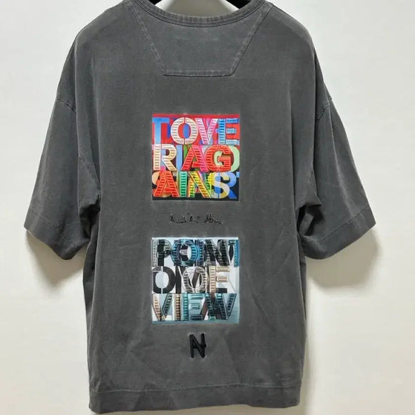 [BUNJANG] Juun.J Oversized Embroidered Pigment T-Shirt / 준지 오버핏 자수 그래픽  피그먼트  반팔티 S