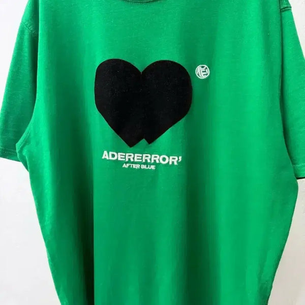 [BUNJANG] Ader Error Double Heart Short Sleeve T-Shirt Green / 아더에러 더블 하트 반팔티 그린
