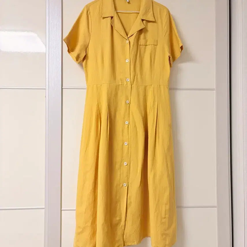 [BUNJANG] Linen Blend Midi Dress - Yellow / 고급린넨 원피스