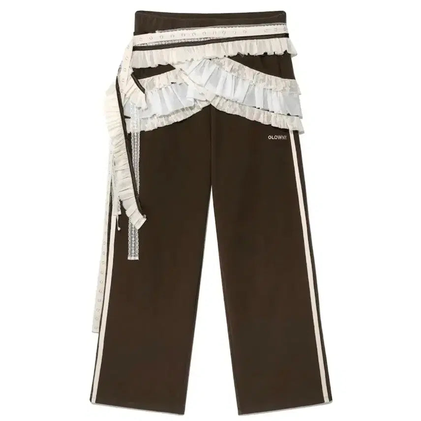 [BUNJANG] Glowny Romantic Layered Pants Brown (S) / 글로니 로맨틱 레이어드 팬츠 브라운 S