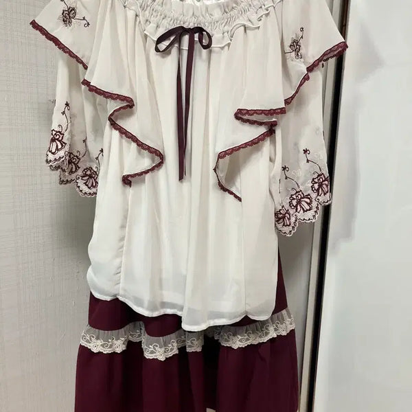 [BUNJANG] Axizfarm Blouse and Vintage Skirt Set / 엑시즈팜 블라우스 + 빈티지 스커트 셋