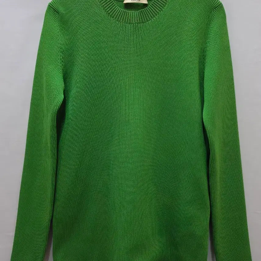 [BUNJANG] Vintage Celine Green Ribbed Round Neck Knit / (정품)올드 셀린느 그린 골지 라운드넥 니트