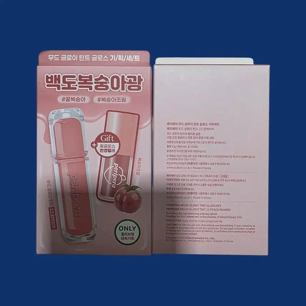 [BUNJANG] Peripera Mood Gloomy Tint & Ink Glasting Lipgloss Mini Peach Jam Limited Edition Set (Sealed) / 페리페라 23.맘찍피치 +복숭아조림 기획 미개봉 새상품