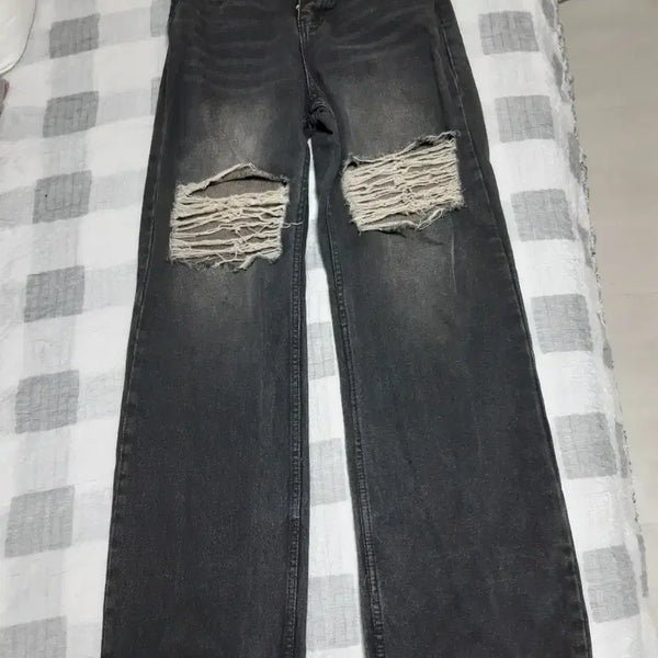 [BUNJANG] Black/Distressed Denim Pants (Size S) / (새거)흑청/찢청바지(S사이즈)