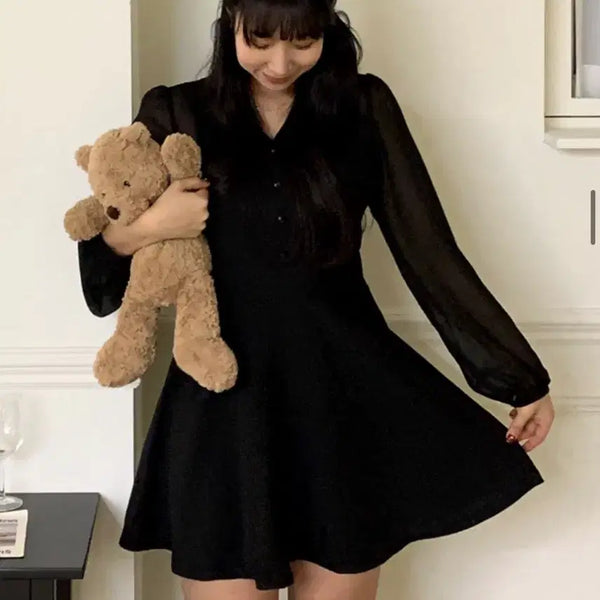 [BUNJANG] Black See-Through Mini Dress / 새상품)블랙 시스루 미니 원피스 실물이 진짜 예뻐요!