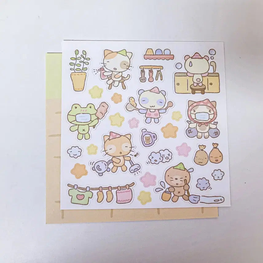 [BUNJANG] Pom Pom "Doing Chores" Sticker Set / 폼폼 집안일을 해요 스티커