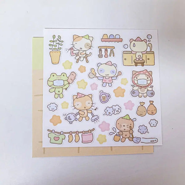 [BUNJANG] Pom Pom "Doing Chores" Sticker Set / 폼폼 집안일을 해요 스티커
