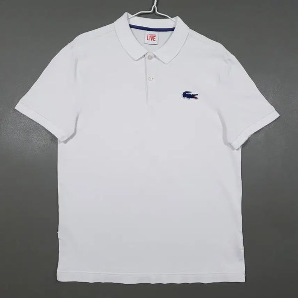 [BUNJANG] Lacoste Live Multi Croc Short Sleeve Polo Shirt White / 실측 M) 라코스테 라이브 멀티 크록 반팔 카라티 폴로 셔츠 화이트