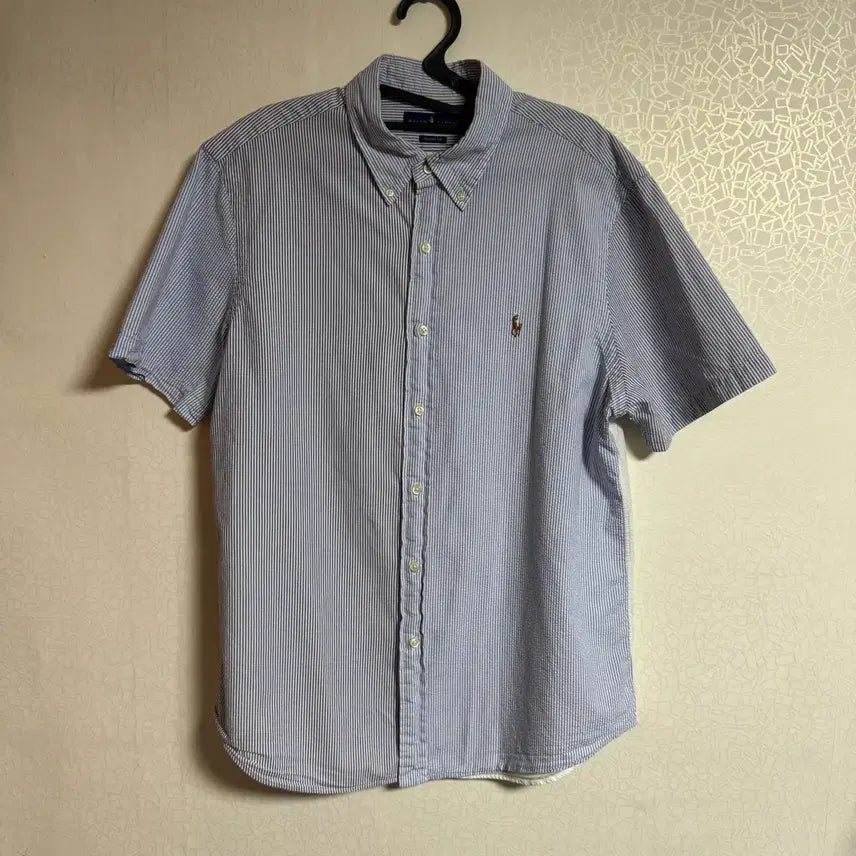 [BUNJANG] Polo Ralph Lauren "Sora" Color Striped Short Sleeve Shirt / 폴로 소라색 스트라이프 반팔 셔츠 팝니다