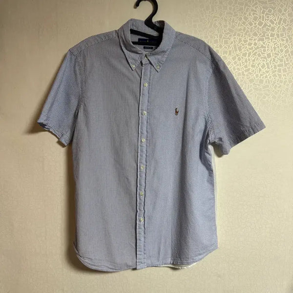 [BUNJANG] Polo Ralph Lauren "Sora" Color Striped Short Sleeve Shirt / 폴로 소라색 스트라이프 반팔 셔츠 팝니다