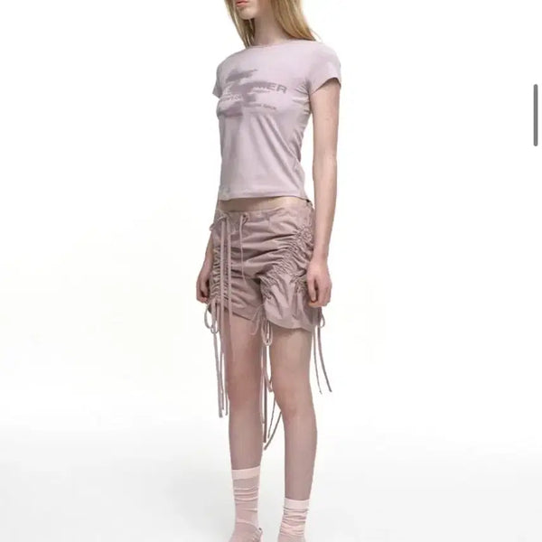 [BUNJANG] NACHE Strap Shirring Shorts Dusty Pink / 나체 STRAP SHIRRING SHORTS DUSTY PINK