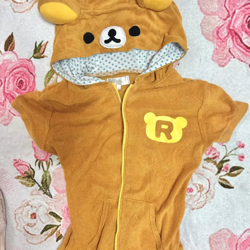 [BUNJANG] Rilakkuma Vintage Short-Sleeve Hoodie / 리락쿠마 반팔 후드 집업 고전