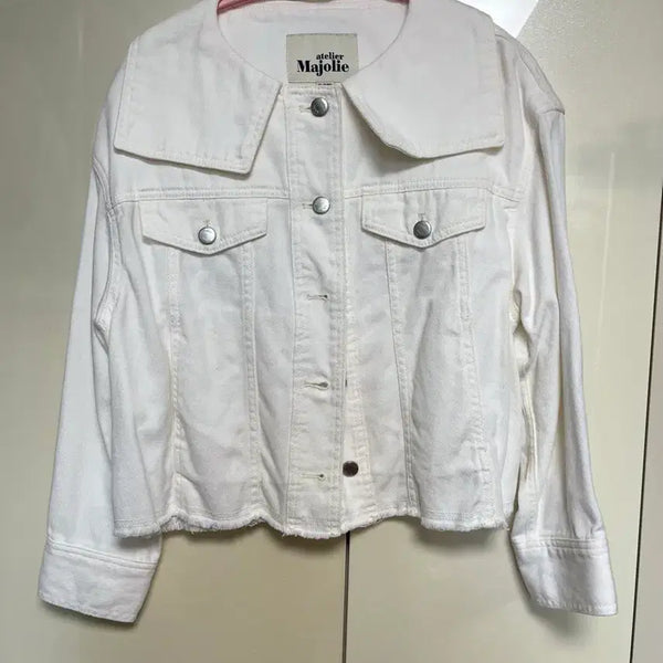 [BUNJANG] Atelier Marjolaine White Denim Jacket / 아뜰리에 마졸리에 화이트 데님 자켓