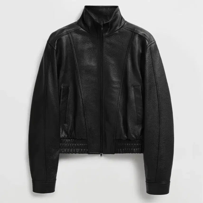[BUNJANG]  Elwood Saint Lambskin Leather Bomber Jacket Black Size 46 / 엘무드 세인트 램스킨 레더 보머 자켓 블랙 46