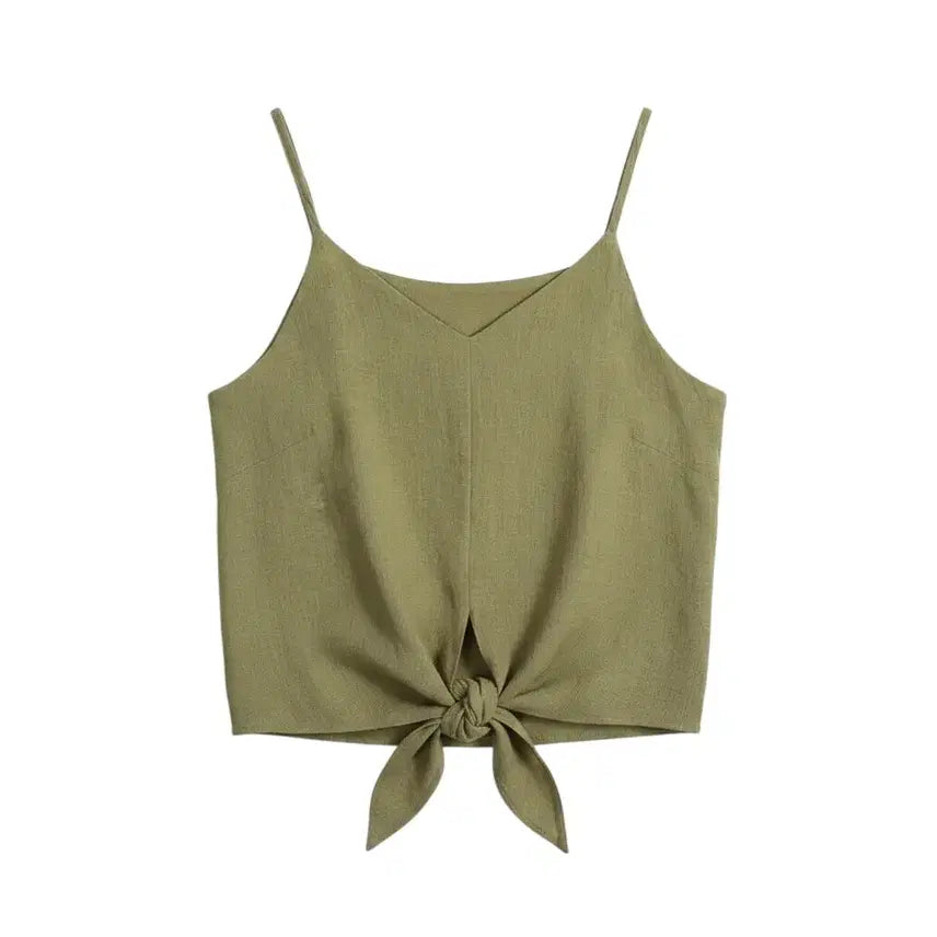 [BUNJANG] Sleeveless Vest with Pockets and Tie Detail / 여성F/ 주머니앤 매듭 끈나시 뷔스티에 조끼 23-101