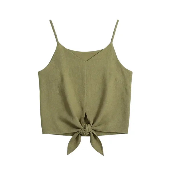 [BUNJANG] Sleeveless Vest with Pockets and Tie Detail / 여성F/ 주머니앤 매듭 끈나시 뷔스티에 조끼 23-101