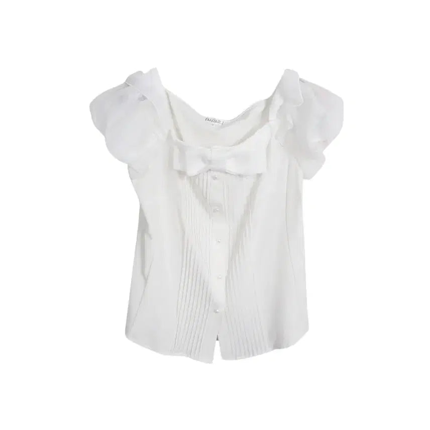 [BUNJANG] Dabuwawa Ribbon Short Sleeve Blouse Women's M / 여성M/ 다부와와 리본 반소매 블라우스 23-102