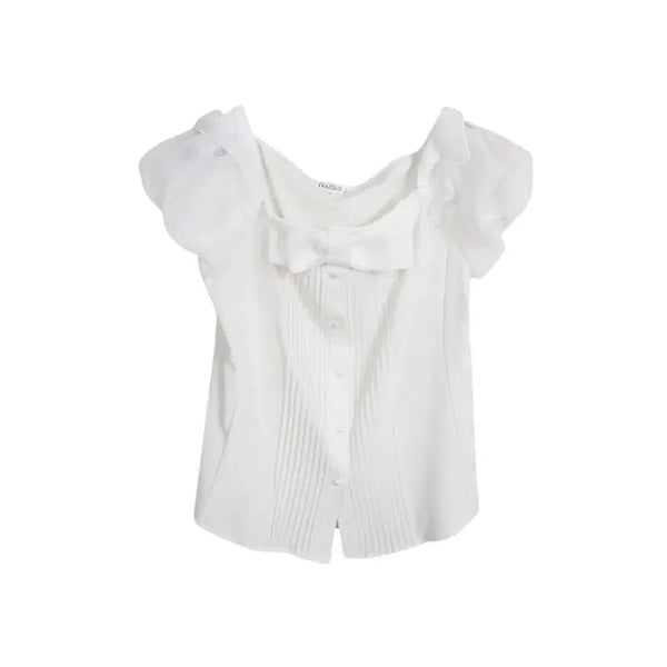 [BUNJANG] Dabuwawa Ribbon Short Sleeve Blouse Women's M / 여성M/ 다부와와 리본 반소매 블라우스 23-102