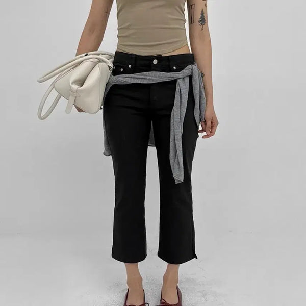 [BUNJANG] Black Up Poppy Slit 9-part Capri Pants / 블랙업 포퓨 슬릿 9부 카프리 팬츠