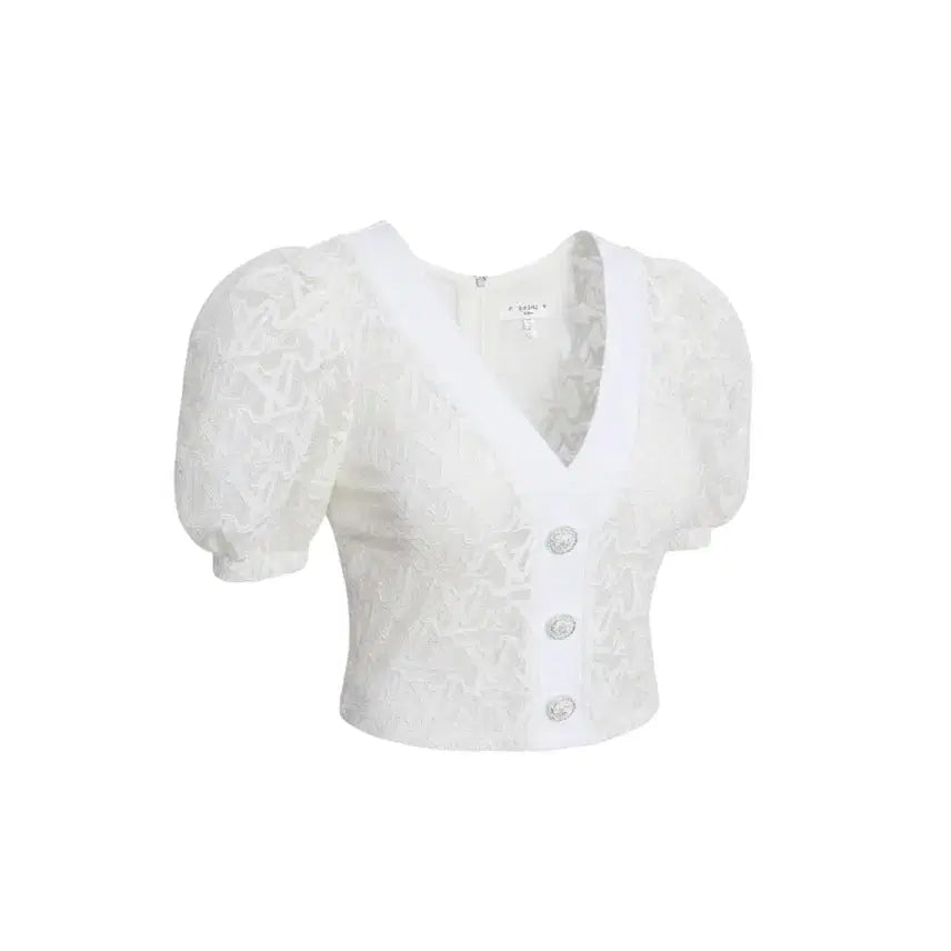 [BUNJANG] Women's S Size Pearl Lace Zipper Blouse / 여성S/ PEARL 국내제작 레이스 지퍼 블라우스 고급보세 24-8