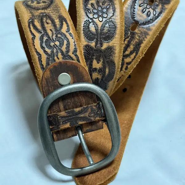 [BUNJANG] Shane Lee Vintage Pattern Genuine Leather Belt / Shane Lee 빈티지 패턴 통가죽 벨트