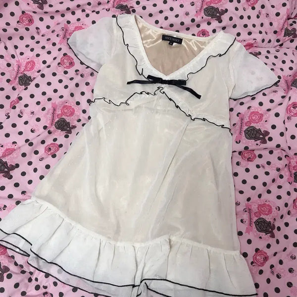 [BUNJANG] White Ribbon Blouse / 화이트 리본 블라우스 히메갸루 러블리 라떼갸루 페어리