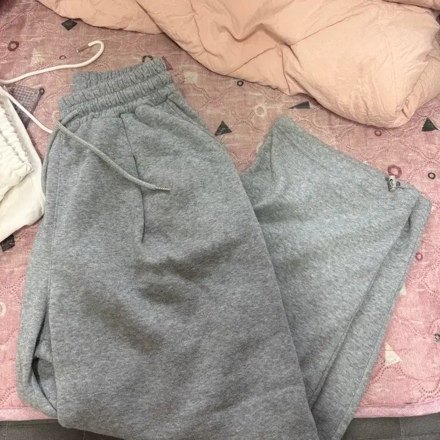 [BUNJANG] Jogger Wide Pants - Grey / 조거 와이드 팬츠 그레이