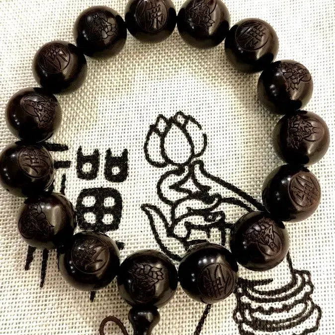 [BUNJANG] Blackwood Buddha (佛) Guanyin Bodhisattva Prayer Beads 15mm / 붓다 관세음보살 최고급 흑단 자광 15mm