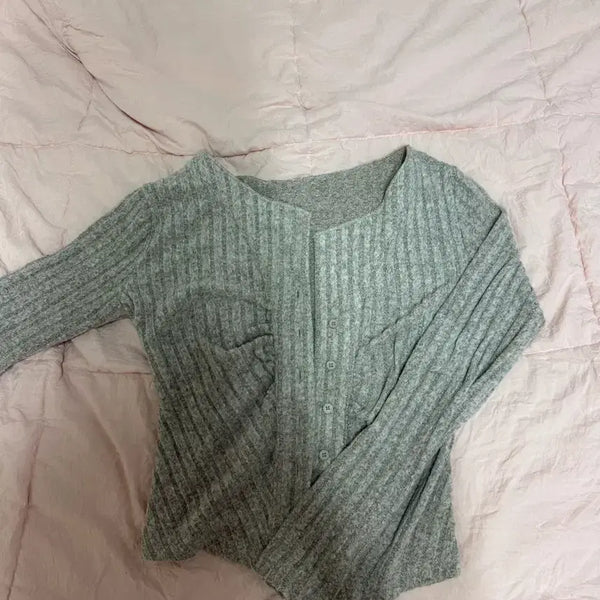 [BUNJANG] Knit Cardigan Beige Grey / 니트 가디건 베이지그레이