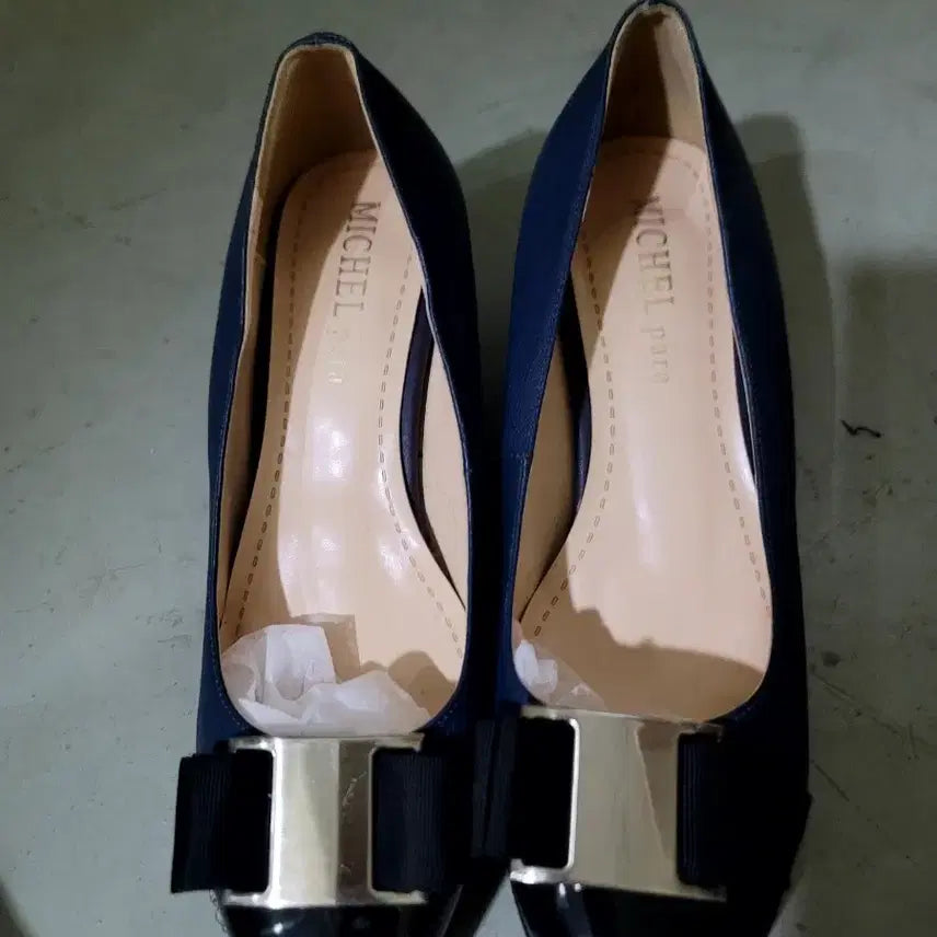 [BUNJANG] Michell Para Navy Ribbon Wedge Heels - Size 240 / (새상품) 미셸 파라 네이비 리본 웨지힐 240사이즈