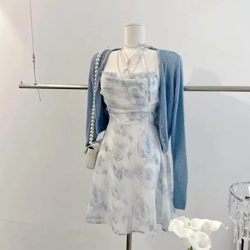 [BUNJANG] Chiffon Sky Blue Dress / 쉬폰 하늘색 원피스