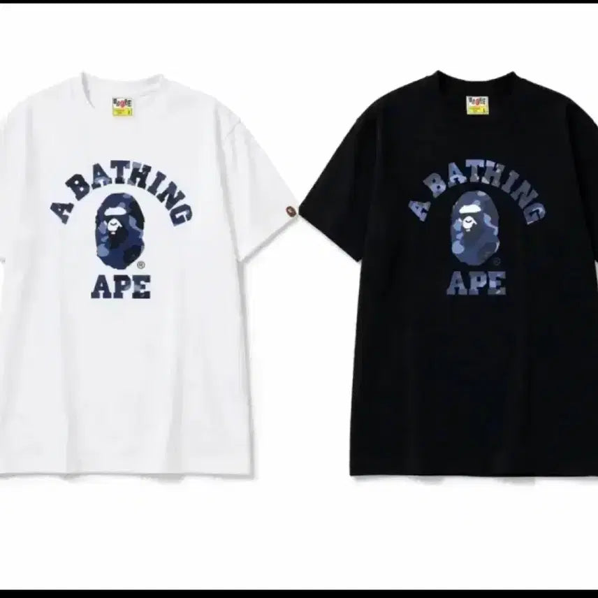[BUNJANG] BAPE ABC Camo Blue T-Shirt Black/White L, XL / 베이프 카모 블루 티셔츠 블랙/화이트 L, XL