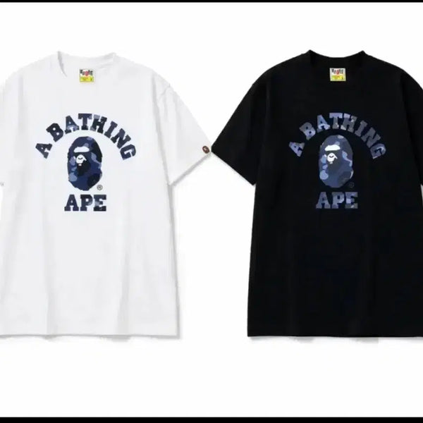 [BUNJANG] BAPE ABC Camo Blue T-Shirt Black/White L, XL / 베이프 카모 블루 티셔츠 블랙/화이트 L, XL