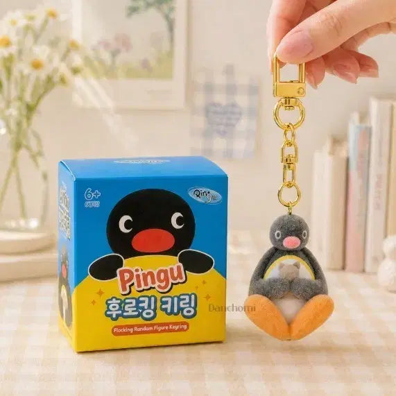 [BUNJANG] Pingu Pingu Flocking Random Figure Keychain / [정품/새상품]핑구 핑가 후로킹 랜덤 피규어 키링