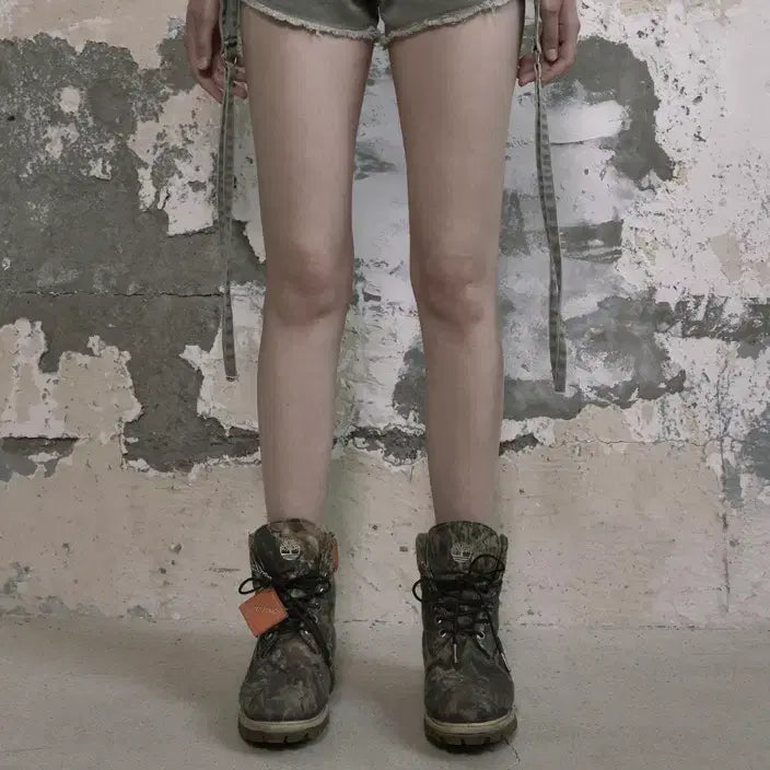 [BUNJANG] Bohemian Seoul Strap Layered Shorts Olive / 보헤미안서울 보헴서 스트랩 쇼츠