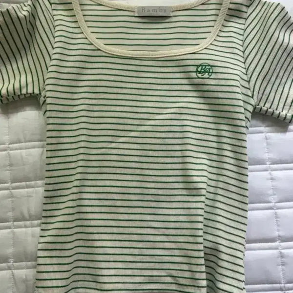 [BUNJANG] Striped Short Sleeve T-Shirt / 에이블리 스트라이프 반팔티