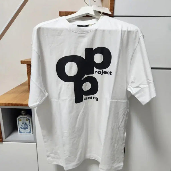 [BUNJANG] Opening Project OPP Logo Short Sleeve T-Shirt - White, Size M / [미착용&새제품/반택무배] 정품 오프닝프로젝트 OPP로고 반팔티 M
