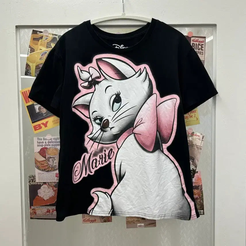 [BUNJANG] Disney Marie Character Big Printing Short-Sleeve T-Shirt / 디즈니 마리 캐릭터 빅프린팅 반팔 티셔츠
