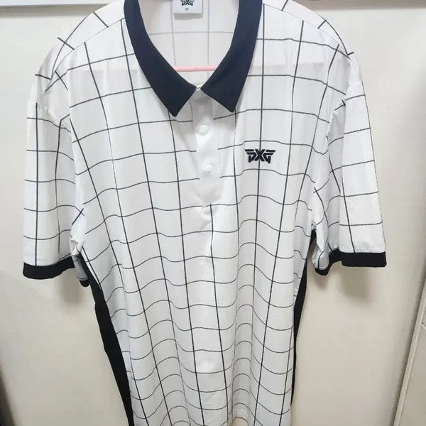 [BUNJANG] PXG Men's Hybrid Check Short Sleeve Polo Shirt / PXG 남성 하이브리드 체크 반팔 폴로 (또는 패턴 블록 카라 티셔츠)