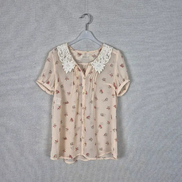 [BUNJANG] Flower Lace Collar Blouse / (#55,66추천)플라워 레이스카라 블라우스