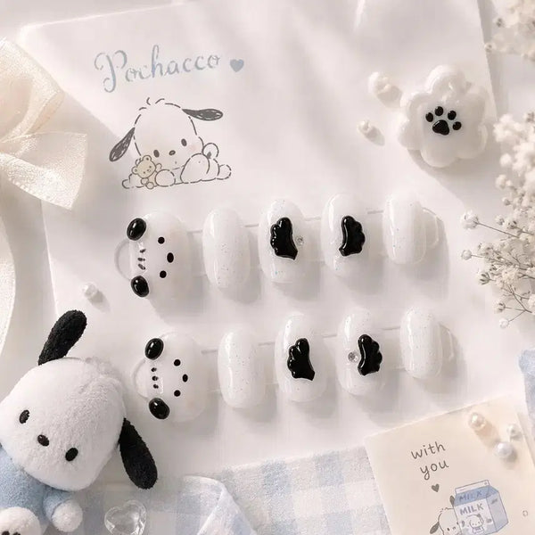 [BUNJANG] Pochacco Wing Pearl Syrup Gel Handmade Nail Tips / (할인)포차코 윙 펄 시럽젤 수제네일팁