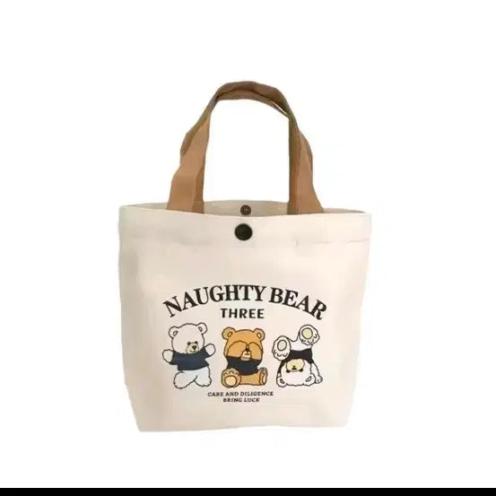[BUNJANG] Bear Canvas Eco Bag / 곰돌이 캔버스 에코백 (새상품)