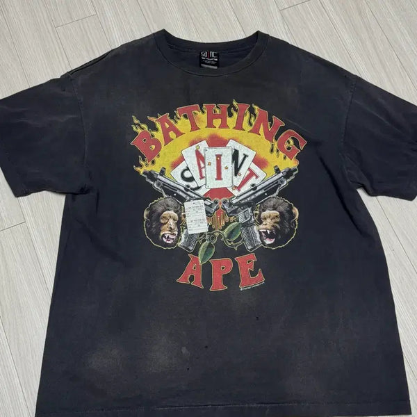 [BUNJANG] BAPE x Saint Michael Guns T-Shirt Charcoal XXL / [XXL] 베이프 x 세인트 마이클 건즈 반팔 차콜