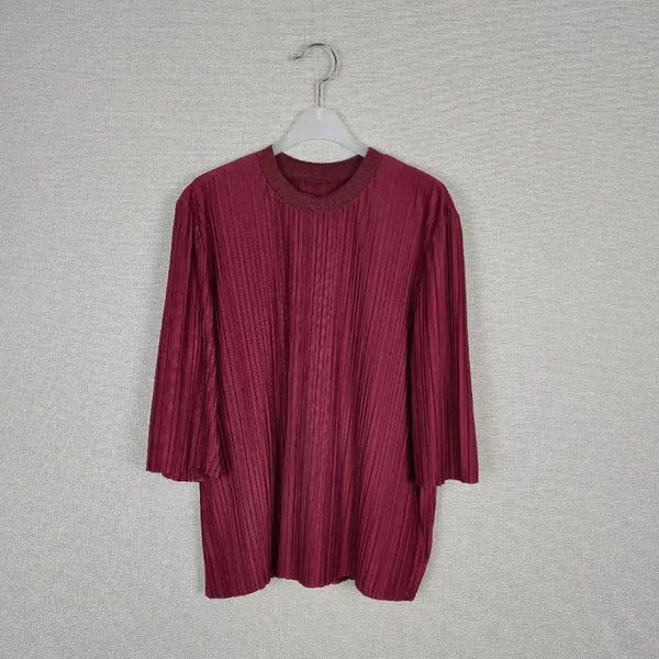 [BUNJANG] Burgundy Pleated 7/10 Sleeve Blouse / (#66,77추천)버건디 플리츠 7부 블라우스