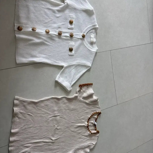 [BUNJANG] Knit Tops Bundle Set (2 pcs) / 55예쁜여름니트티.쭉티재질골지자라.일괄