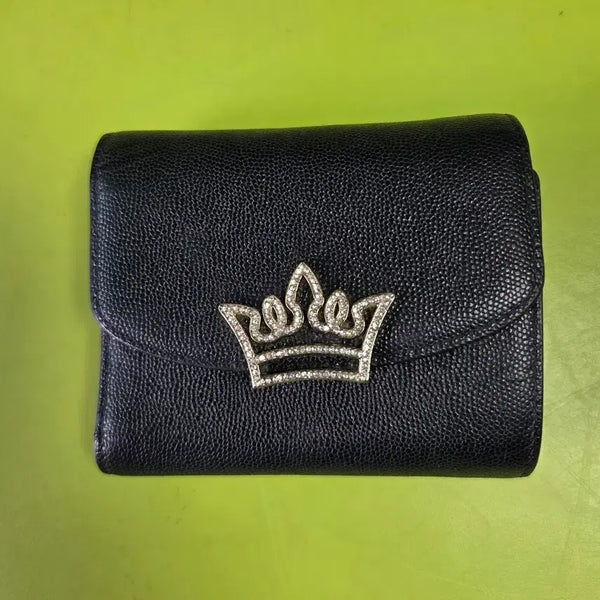 [BUNJANG] J.ESTINA Crown Embellished Women's Bifold Wallet Black / 제이에스티나 크라운 장식 여성 반지갑 블랙