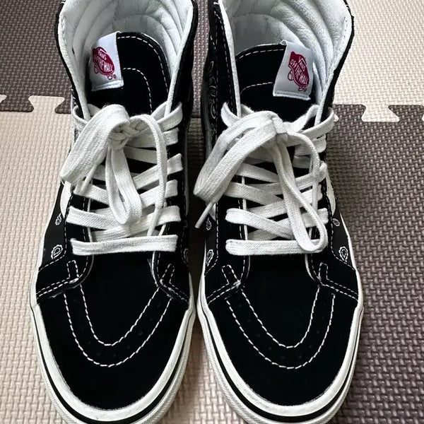 [BUNJANG] Vans Sk8-Hi Black White Sneakers / 반스 스케이트하이 블랙 화이트 스니커즈 255