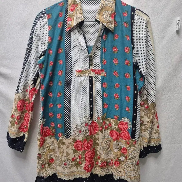 [BUNJANG] Patchwork Flower Printing Shirt M / 패치워크 플라워 프린팅 셔츠 M
