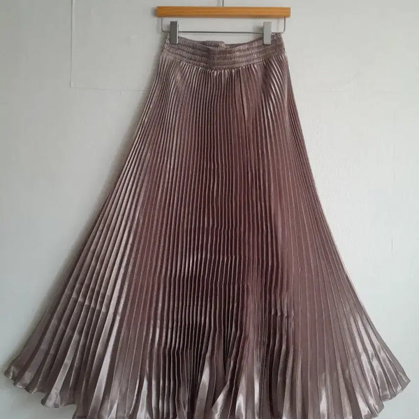 [BUNJANG] Rose Gold Pleated Satin Skirt / 로즈골드색주름스커트